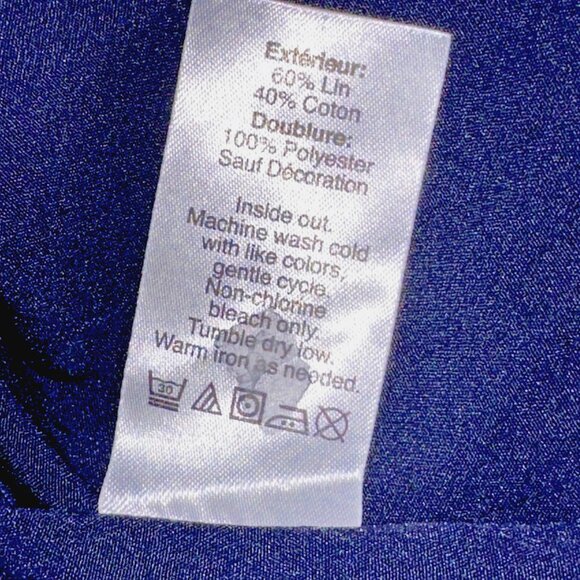 J. Crew Navy Linen Blend Dress S Boho Embroidered Coastal Chic Sleeveless Lined - Picture 7 of 7